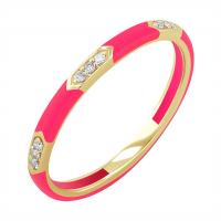 Ružový keramický prsteň s diamantmi Amila
