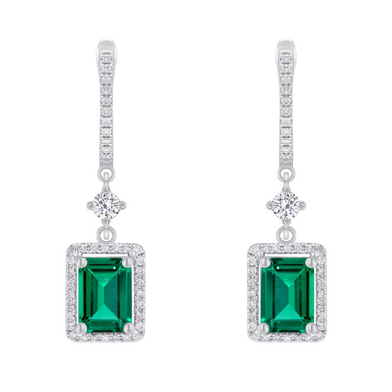 Smaragdové náušnice s lab-grown diamantmi Kally