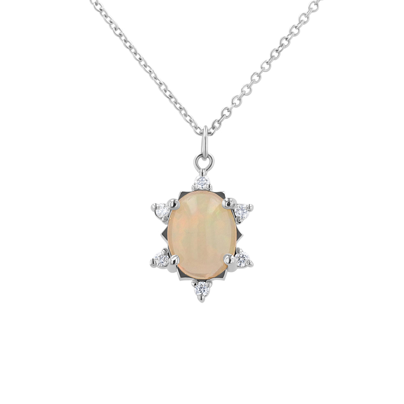 Prívesok s oválnym opálom a diamantmi Aura 135376