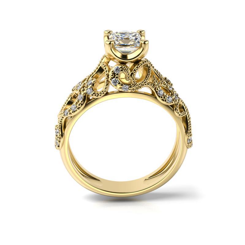 Prsteň zo žltého zlata s princess diamantom 15816