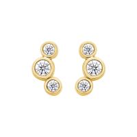 Moderné strieborné náušnice s guľatými diamantmi Ebba