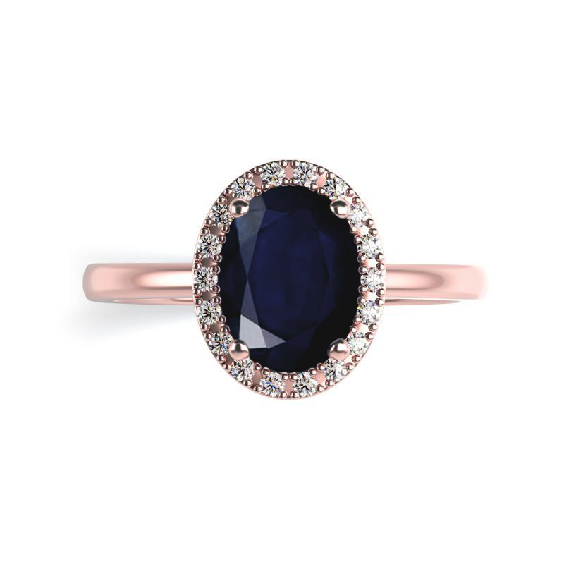 Zlatý zafírový prsteň s round diamantmi 16156