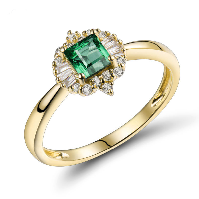Smaragdový zlatý prsteň plný s diamantmi Brant