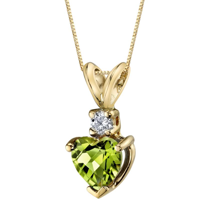 Olivínové srdce v zlatom náhrdelníku s diamantom Herny
