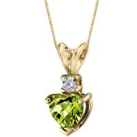 Olivínové srdce v zlatom prívesku s diamantom Demelda