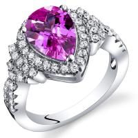 Strieborný prsteň s ružovým zafírom a zirkónmi Welam