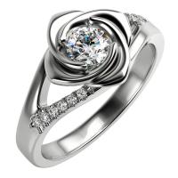 Platinový prsteň v tvare ruže s diamantmi Luwe