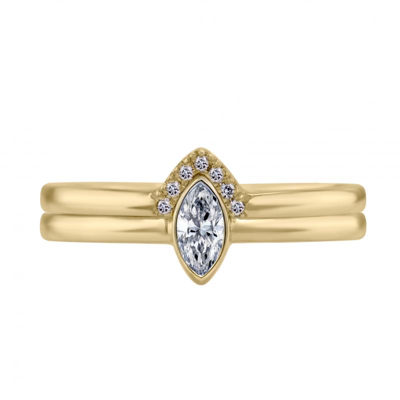 Zlatý zásnubný set prsteňov s marquise diamantom Wiale 26286