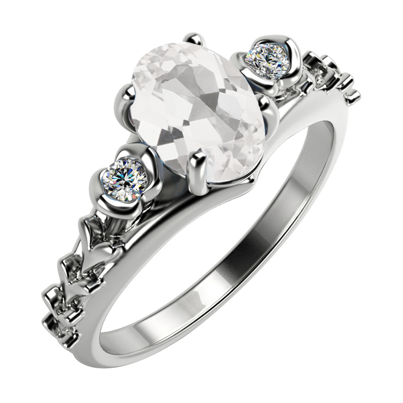 Zásnubný prsteň s topásom a diamantmi