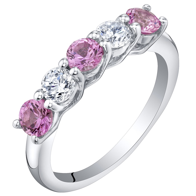 Strieborný eternity prsteň s ružovými zafírmi a zirkónmi Dalya