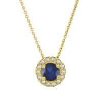 Zlatý halo náhrdelník so zafírom a diamantmi Iwana