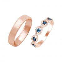 Zlatý prsteň s modrými diamantmi a pánsky komfortný prsteň Silvana
