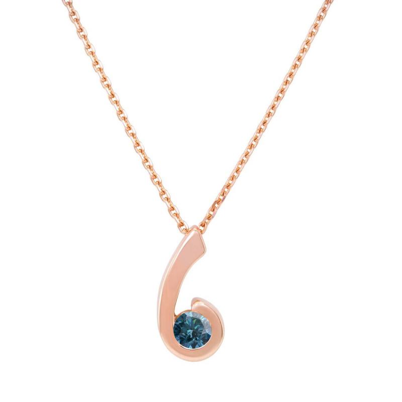 Elegantný zlatý náhrdelník s modrým diamantom Mika 37376