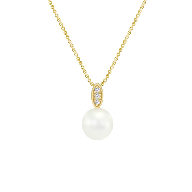 Zlatý perlový náhrdelník s diamantmi 42486