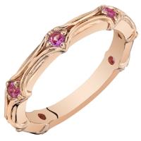 Strieborný pozlátený eternity prsteň s ružovými zafírmi Anita