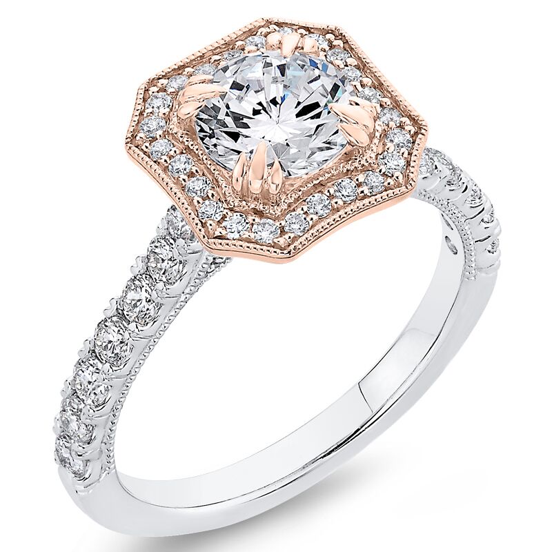 Zlatý zásnubný prsteň v halo štýle s diamantmi