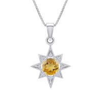 Strieborný náhrdelník s citrínom a zirkónmi v tvare hviezdy Korey