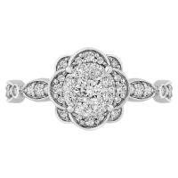 Zlatý zásnubný prsteň s diamantovým kvetom Jolene