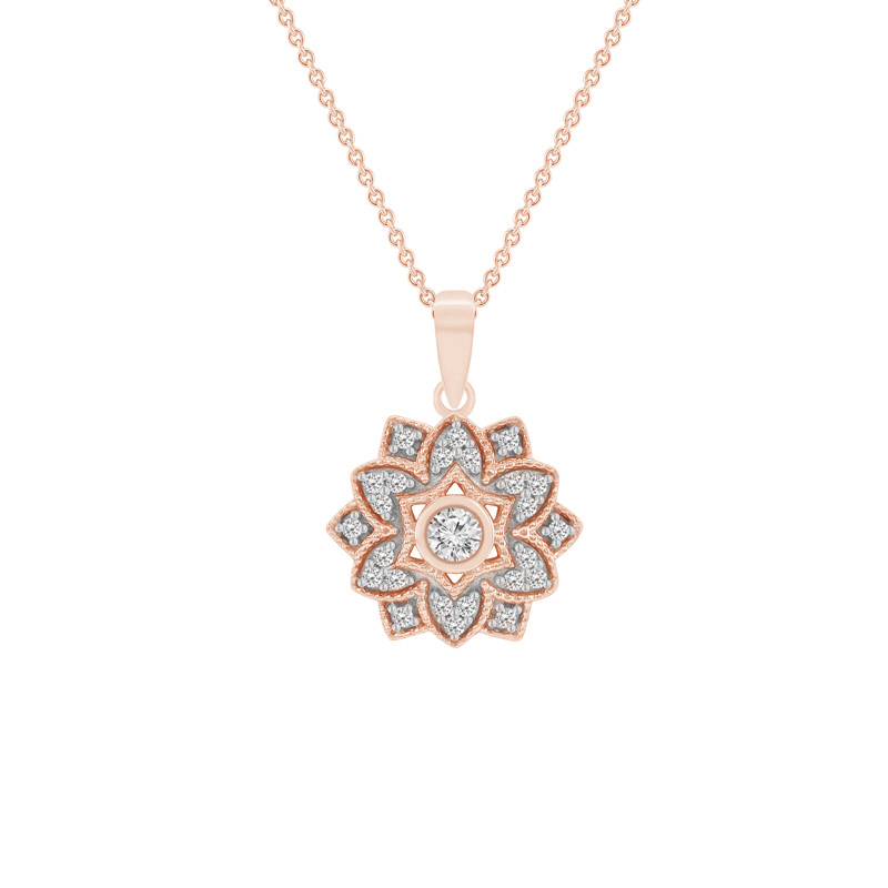 Zlatý diamantový náhrdelník v tvare kvetiny 48406