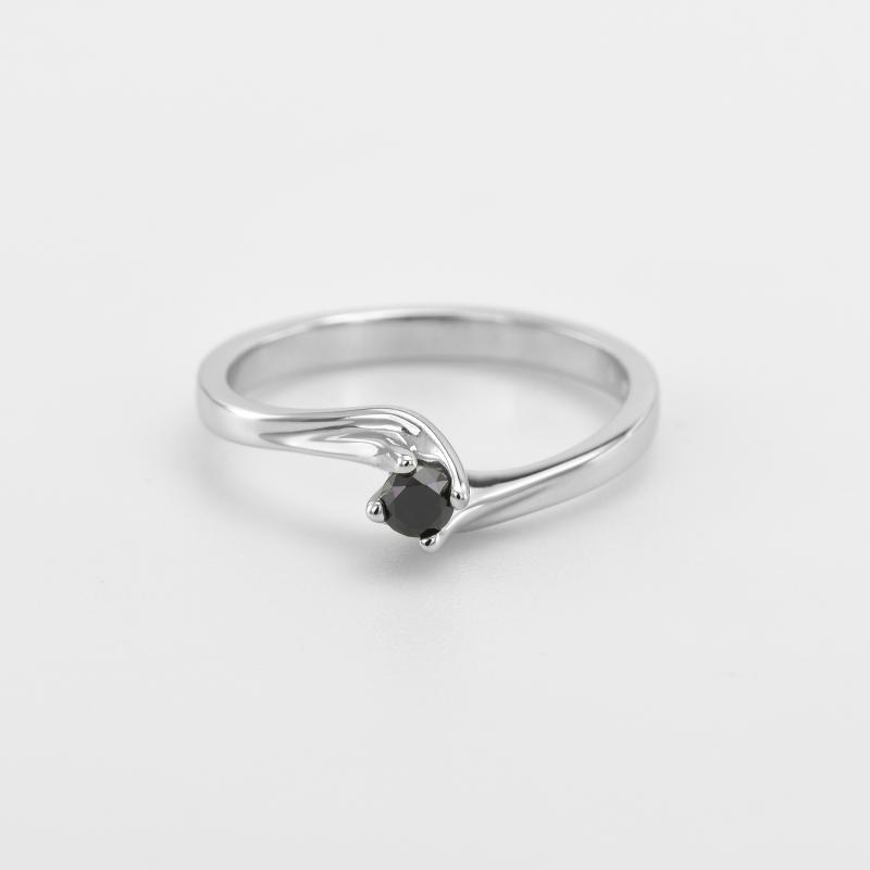 Zlatý zásnubný prsteň s čiernym diamantom 49856