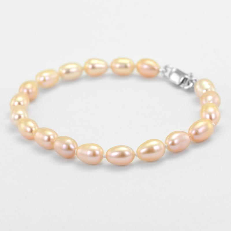 Strieborný náramok s broskyňovými perlami Suzame 50916