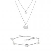 Perlová kolekcia s dvojitým náhrdelníkom, náramkom a zirkóny Lillias