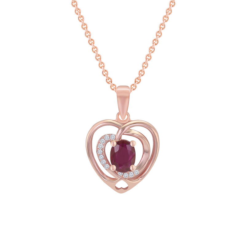 Srdiečkový náhrdelník s rubínom