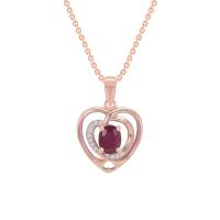 Zlatý náhrdelník v tvare srdca s rubínom a diamantmi Amie