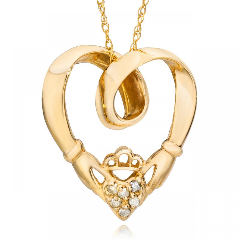 Zlatý náhrdelník v tvare srdca s diamantmi