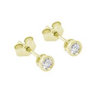 Zlaté náušnice s bezel osadenými 0.20 ct diamantmi Kamali