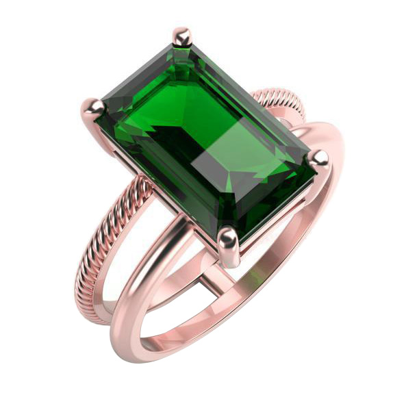 Zlatý prsteň s emerald diopsidom Bandi