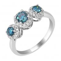 Zlatý prsteň s tromi modrými diamantmi Stella