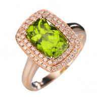 Žiarivý zásnubný prsteň s olivínom a diamantmi Kichi
