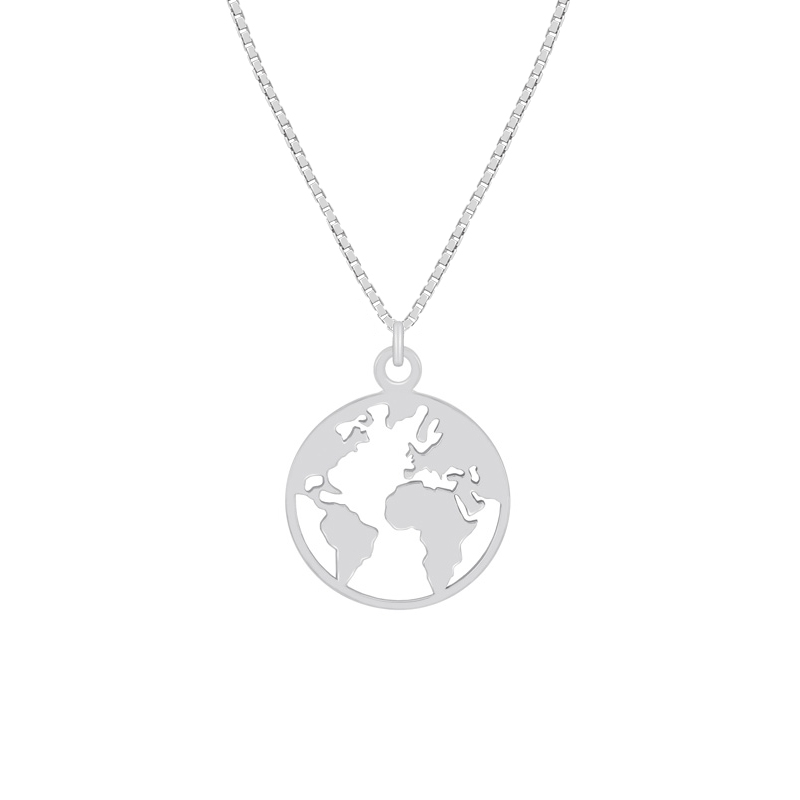 Stříbrný náhrdelník s mapou sveta World
