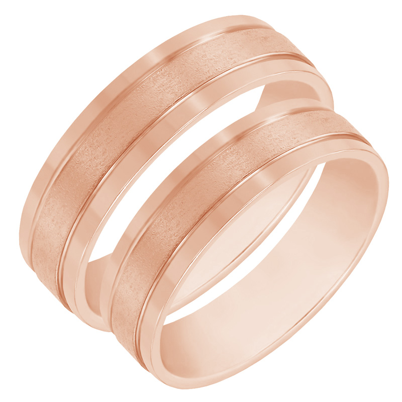 Ploché ružové snubné prstene s reliéfom 60646