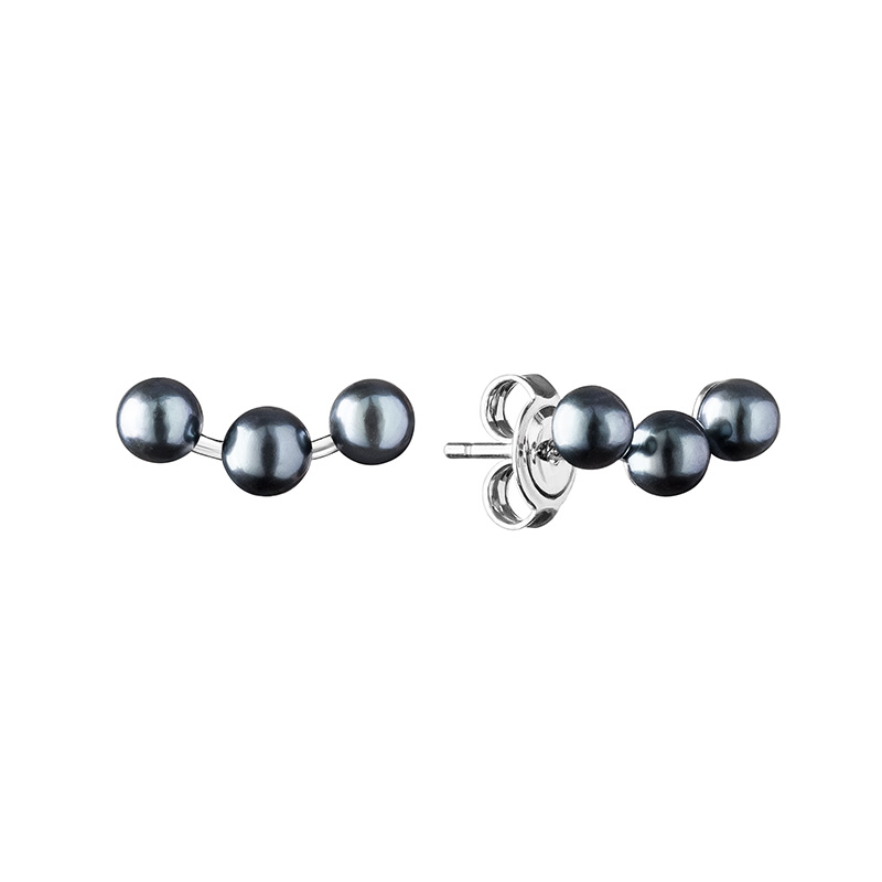 Minimalistické náušnice s čiernymi perlami Loota