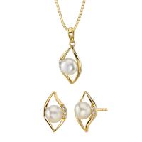Zlatá kolekcia šperkov s bielymi perlami a zirkónmi Noelia