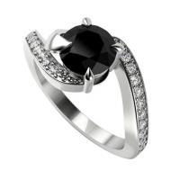 Platinový prsteň s čiernym a bielymi diamantmi Chim