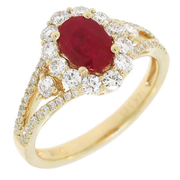 Luxusná prehliadka diamantov v rubínovom zlatom prsteni 6256