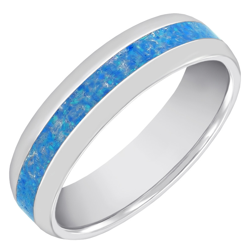 Pánsky prsteň s modrou opálovou výplňou 63196