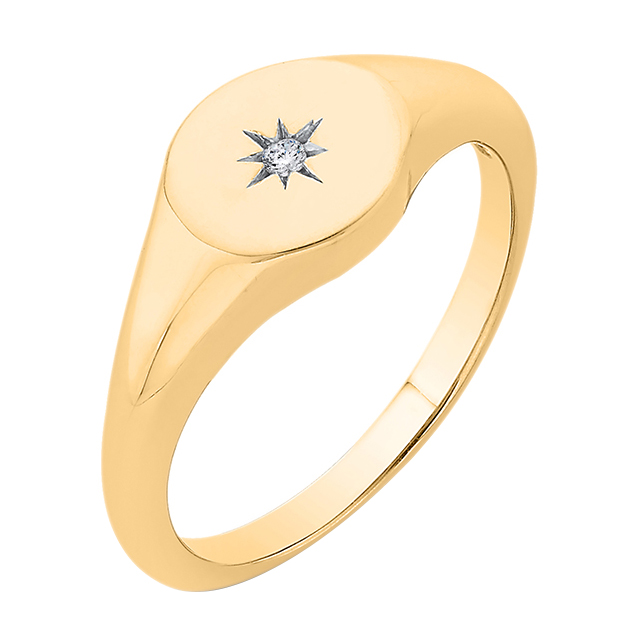 Zlatý pečatný prsteň s hviezdou diamantom