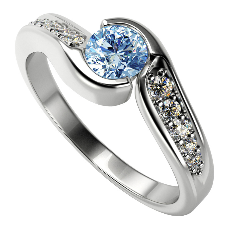 Zásnubní prsteň s topásom a diamantmi