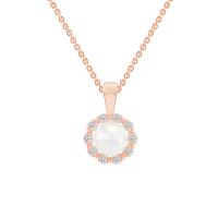 Strieborný halo náhrdelník s perlou a diamantmi Josephine