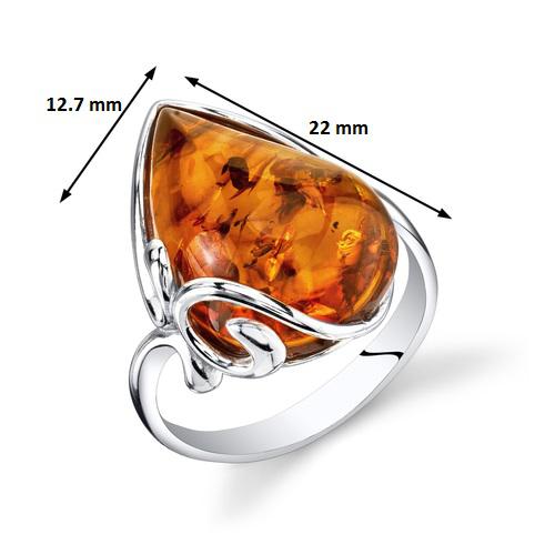 Strieborný prsteň s jantárom Bondye