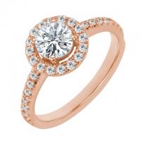 Zlatý halo zásnubný prsteň s lab-grown diamantmi Mileva
