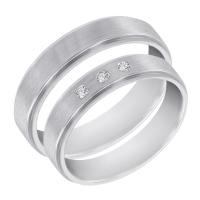 Platinové svadobné prstene s tromi diamantmi Erna