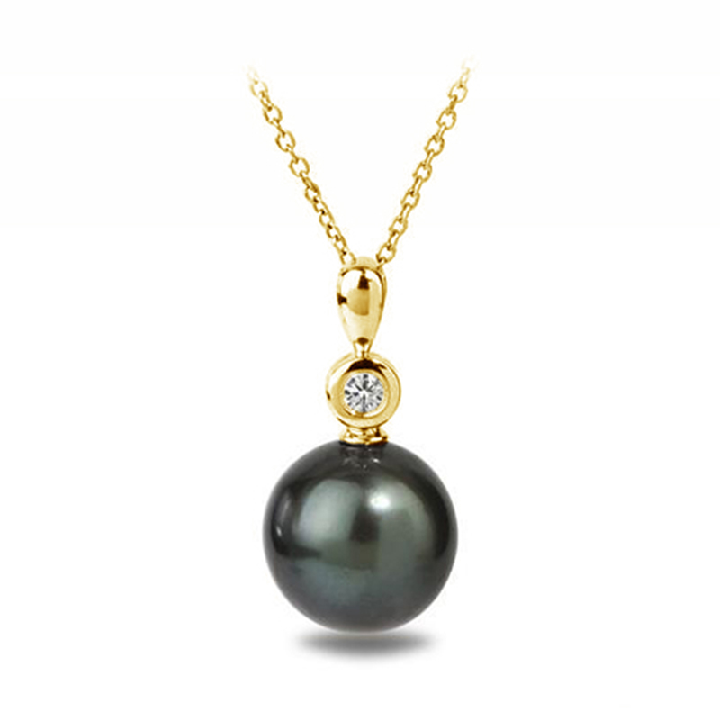 Zlatý prívesok s čiernou perlou 76796