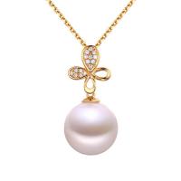 Zlatý náhrdelník s 12-13mm perlou a diamantmi Magda