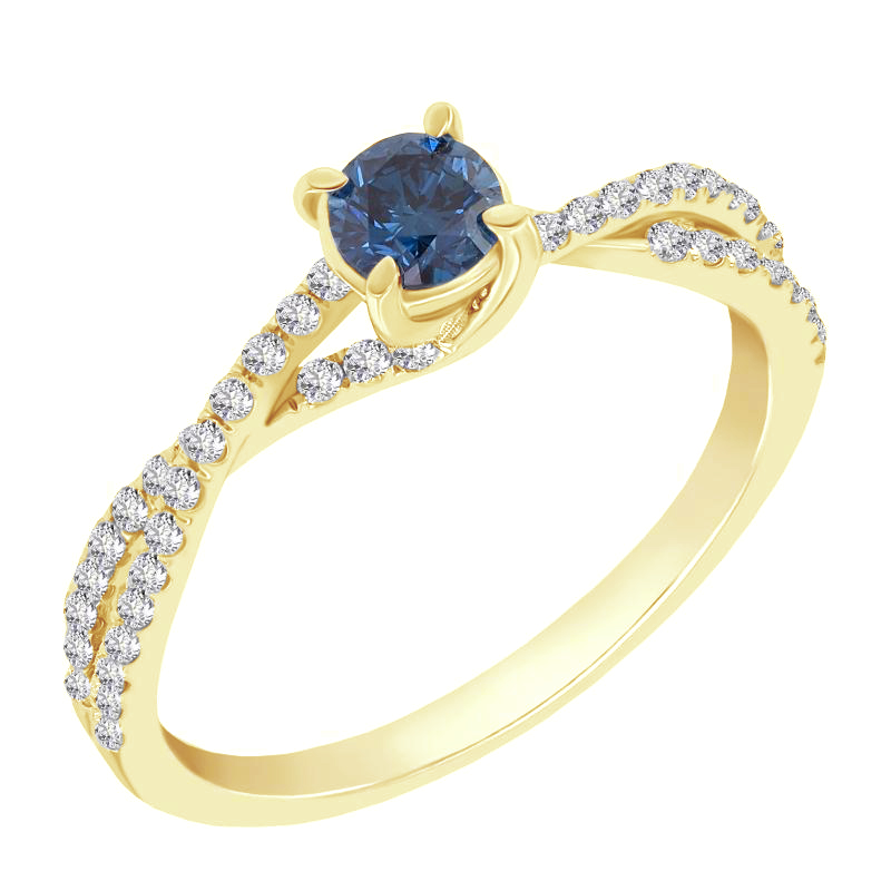 Zlatý zásnubný prsteň s modrým diamantom 78596