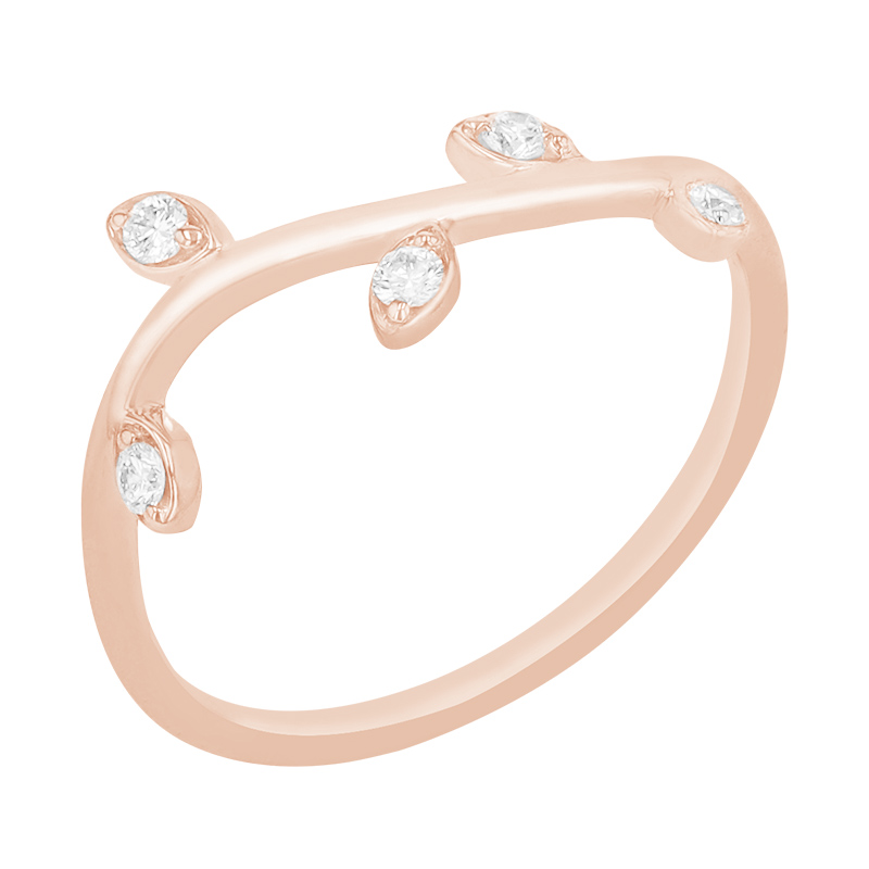 Diamantový prsteň v tvare vetvičky z ružoveho zlata 83116